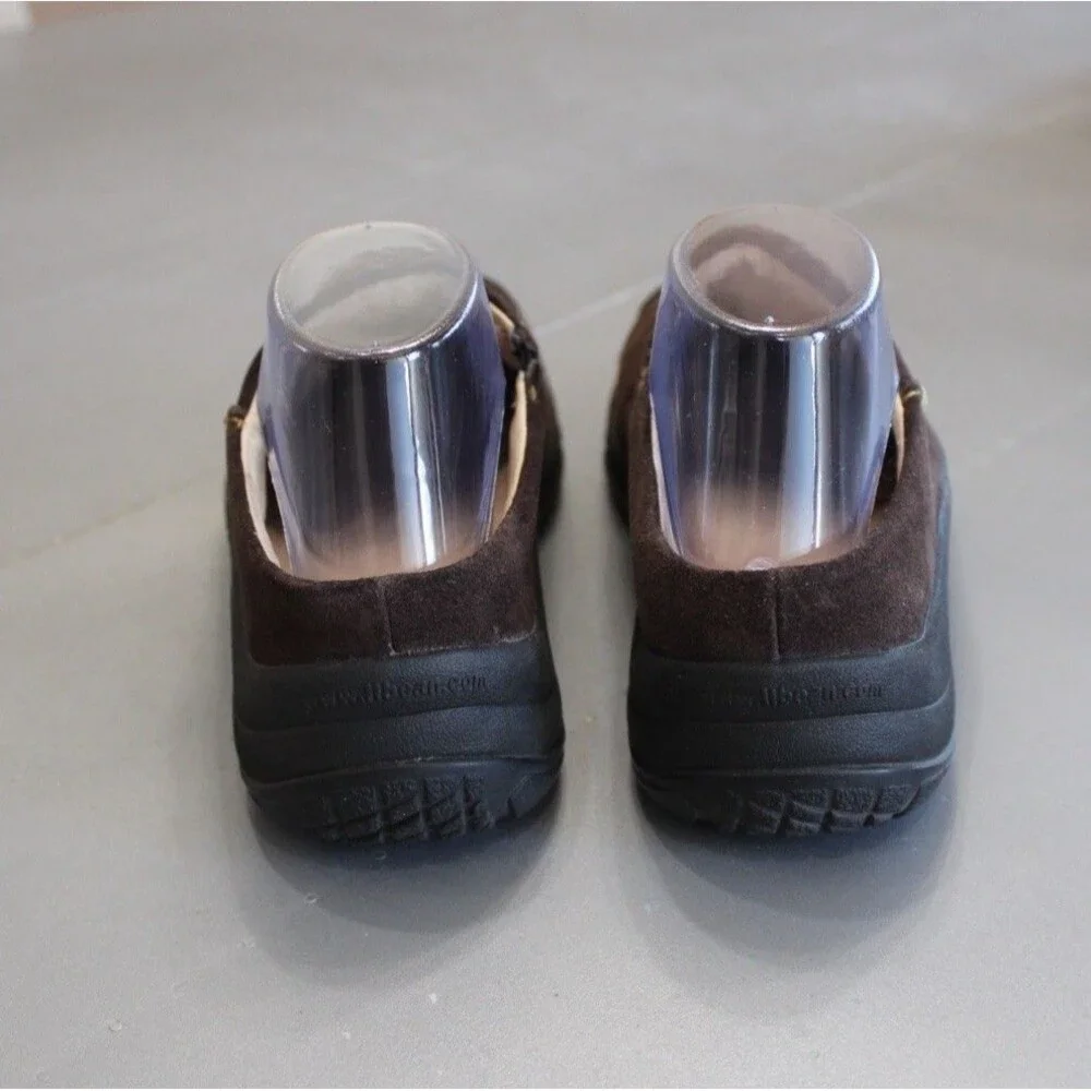 L.L. Bean Comfort Moc Suede Mules Womens 8 M Brown Slip‎ On Clog Casual Comfort